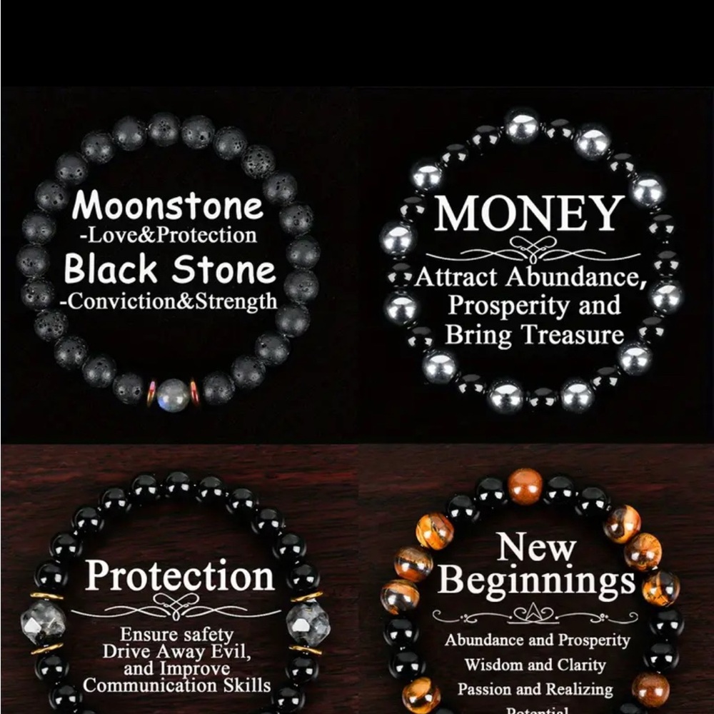 Men's Natural Stone Beaded Bracelet Set